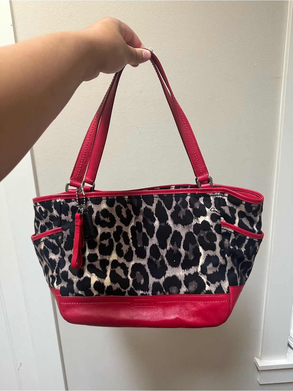 Coach Carrie Shoulder Bag Red Leather